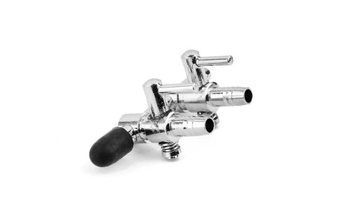 Metalowy rozdzielacz powietrza na 2 wyjścia, z zaworami do regulacji