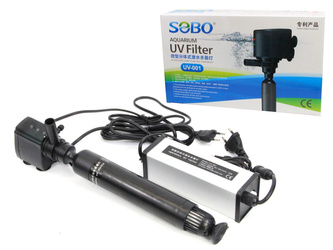 SOBO UV-001 sterylizator, lampa UV-C 8W z pompą wirnikową 880l/h do akwarium i oczka wodnego