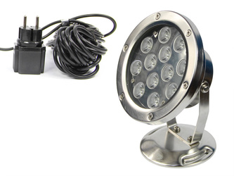Reflektor, metalowa lampa LED 12W - oświetlenie do oczka wodnego, stawu, basenu lub ogrodu