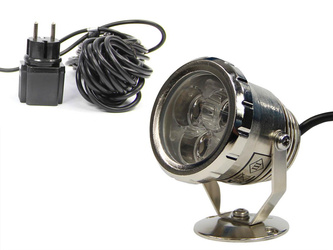 Reflektor, metalowa lampa LED 3W - niebieskie oświetlenie do oczka wodnego, stawu, basenu lub ogrodu