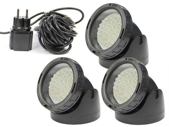 Zestaw oświetlenia - 3 lampy x40 LED QL-34 kolor światła - biały, do oczka wodnego, basenu, ogrodu