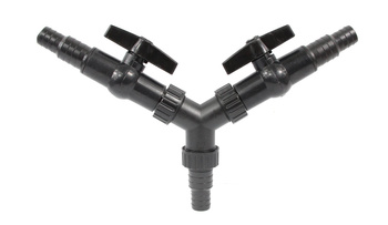 Trójnik, rozdzielacz z zaworami na węże 3/4"-1" / 20mm, 25mm