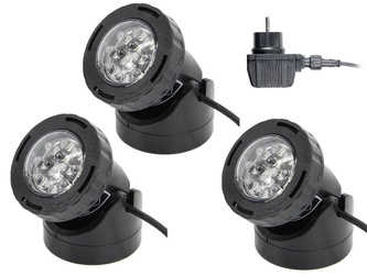 Zestaw oświetlenia - 3 lampy x12 LED QL-39 kolor światła biały, do oczka wodnego, basenu, ogrodu