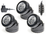 Zestaw oświetlenia - 3 lampy x12 LED QL-39 kolor światła RGB ze sterownikiem, do oczka wodnego, basenu, ogrodu
